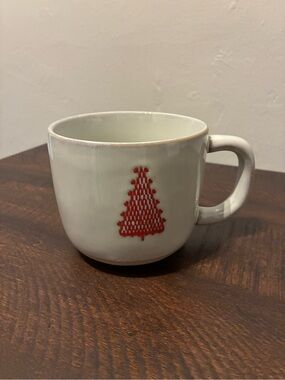 Hearth & Hand White Ceramic Mug with Red Tree Motif